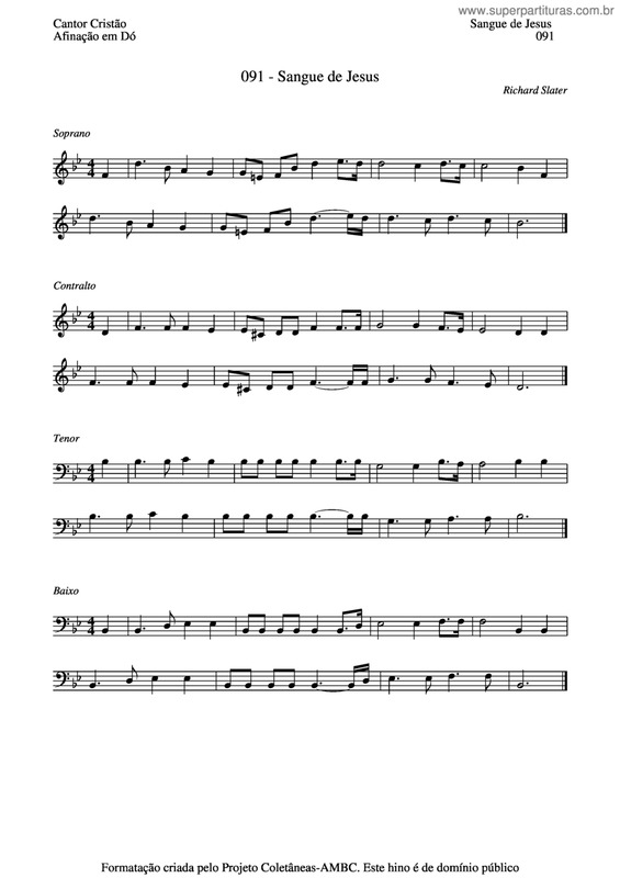 Partitura da música Sangue De Jesus v.2