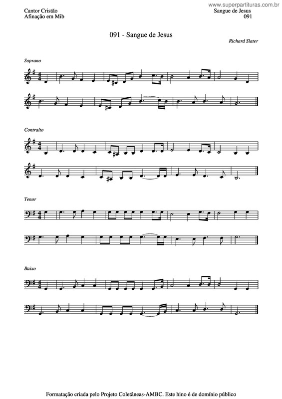Partitura da música Sangue De Jesus v.4
