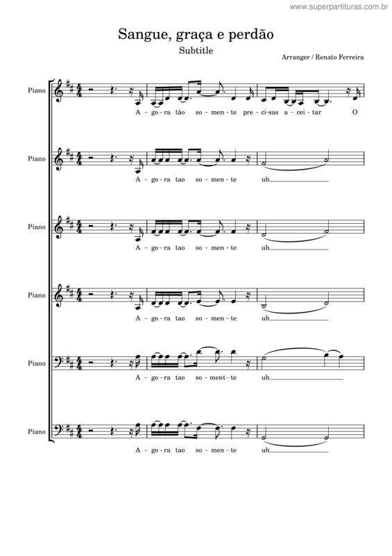 Partitura da música Sangue–Graca–E–Perdao