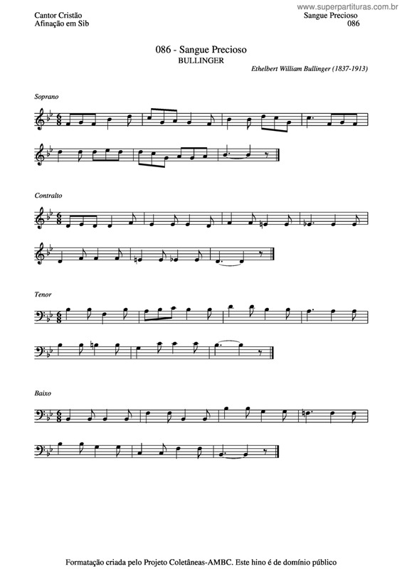 Partitura da música Sangue Precioso v.2