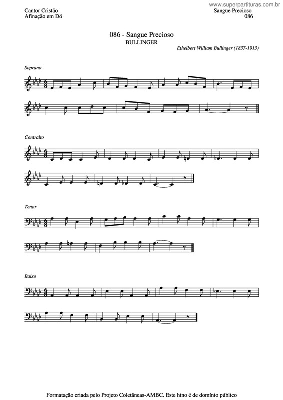 Partitura da música Sangue Precioso