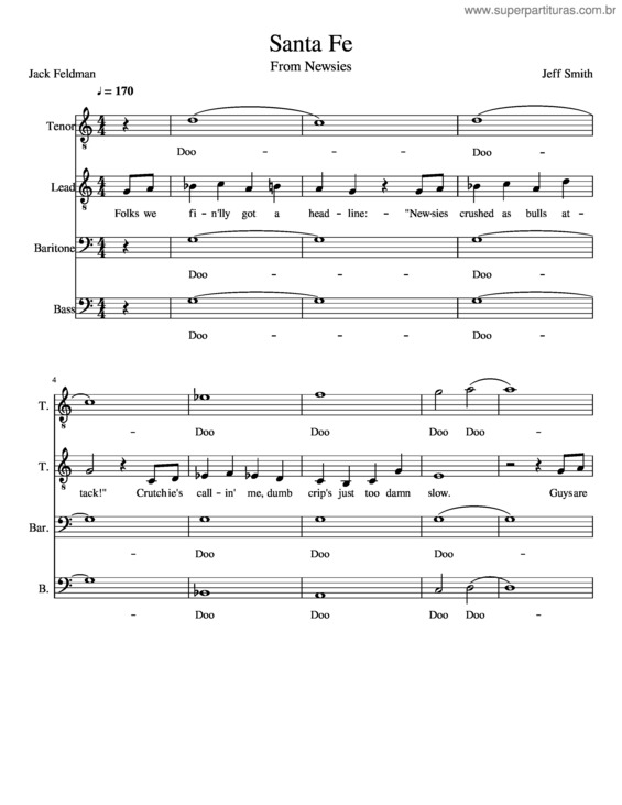 Partitura da música Santa Fe Barbershop