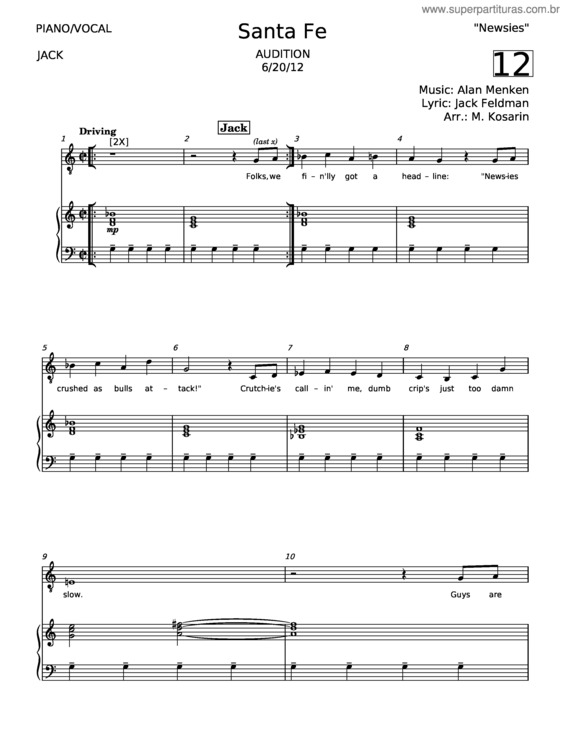 Partitura da música Santa Fe v.12