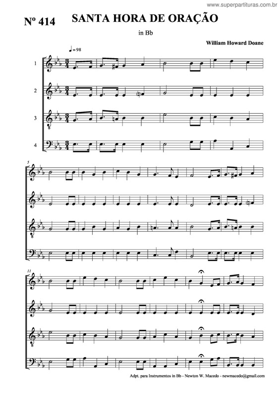 Partitura da música Santa Hora De Oração v.2