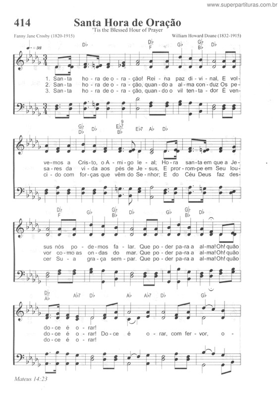 Partitura da música Santa Hora De Oração
