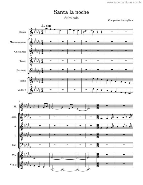 Partitura da música Santa La Noche – Luis Jara Santa La Noche