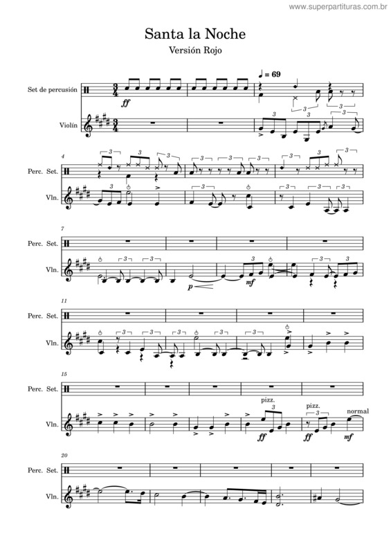 Partitura da música Santa La Noche – Rojo