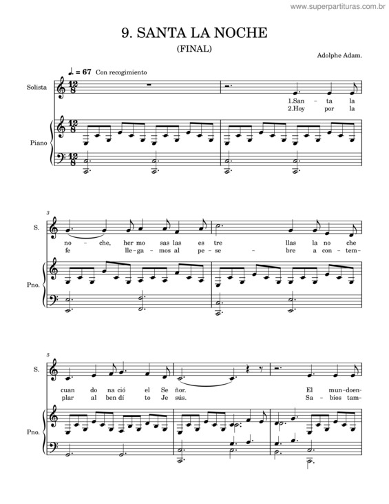 Partitura da música Santa La Noche 2024