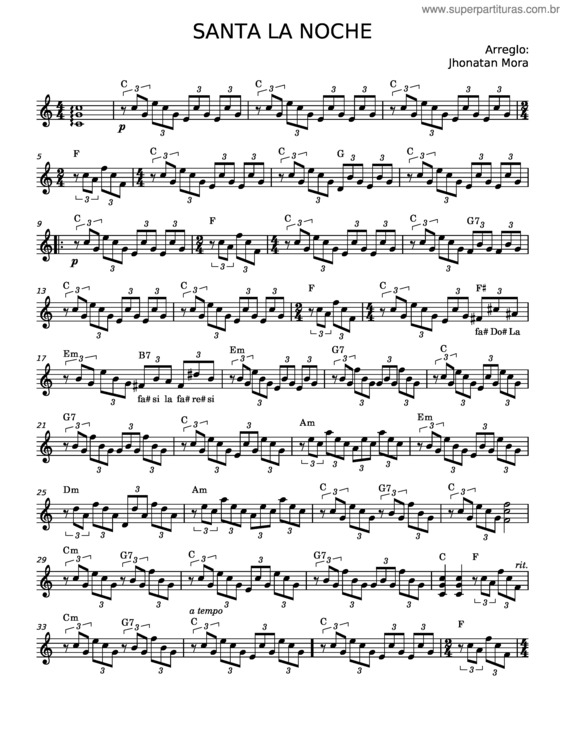 Partitura da música Santa La Noche v.3