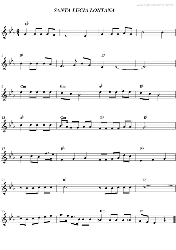 Partitura da música Santa Lucia Lontana