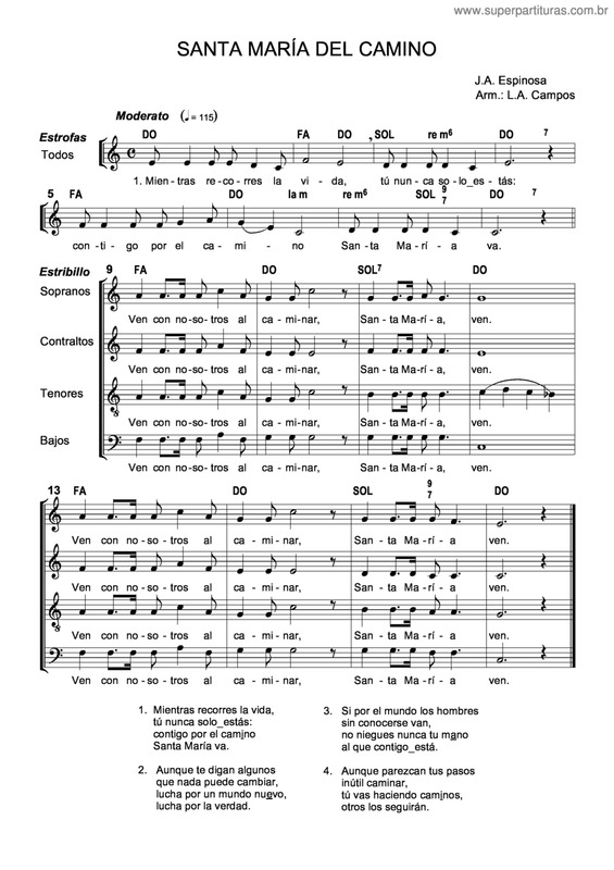 Partitura da música Santa María Del Camino