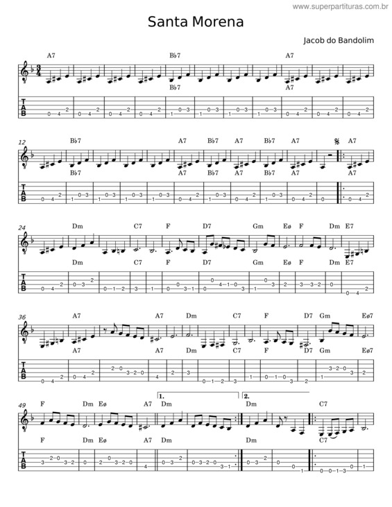 Partitura da música Santa Morena v.15