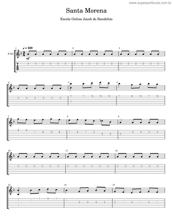 Partitura da música Santa Morena v.16