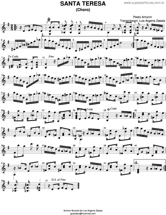 Partitura da música Santa Teresa