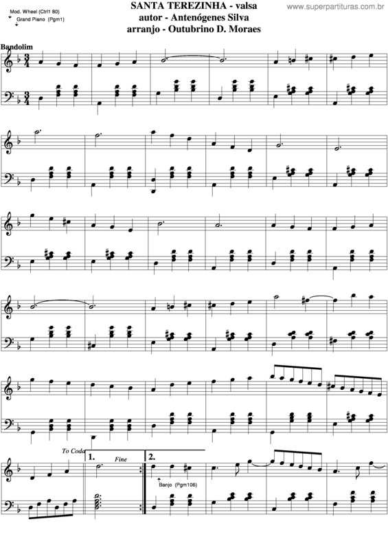 Partitura da música Santa Terezinha v.4