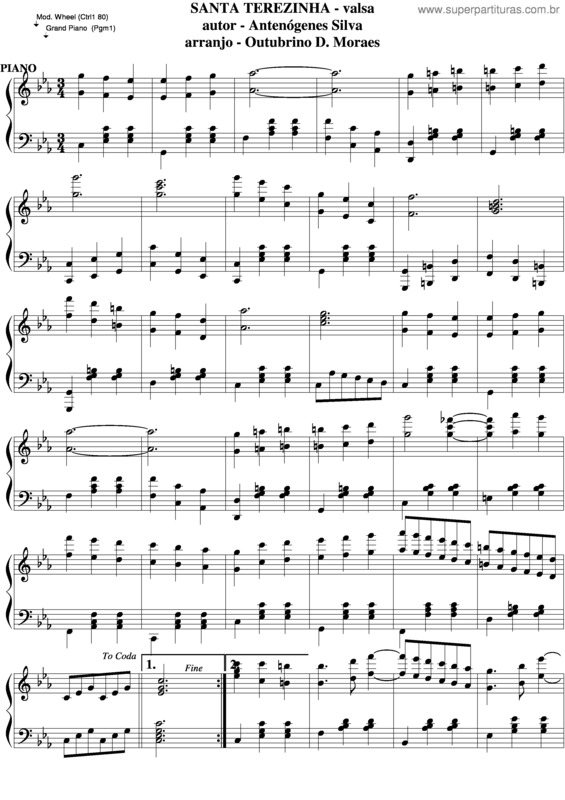 Partitura da música Santa Terezinha v.5