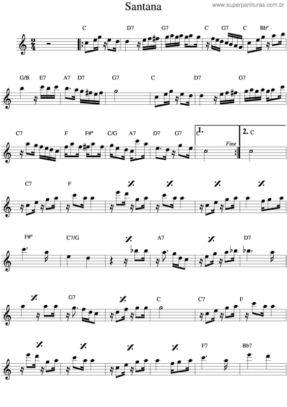 Partitura da música Santana