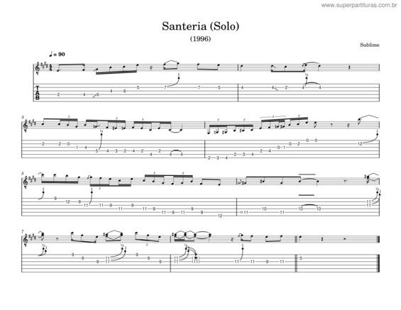 Partitura da música Santeria – Sublime