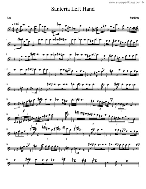 Partitura da música Santeria Left Hand