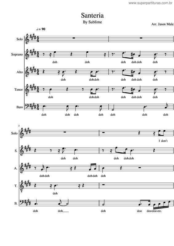 Partitura da música Santeria Satb