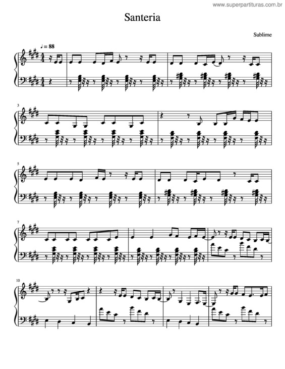 Partitura da música Santeria v.2