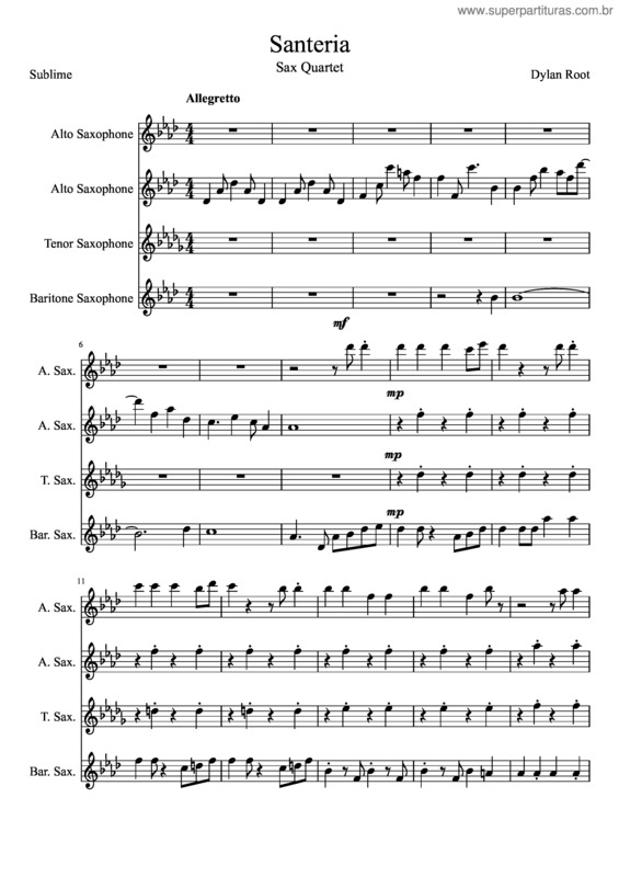 Partitura da música Santeria