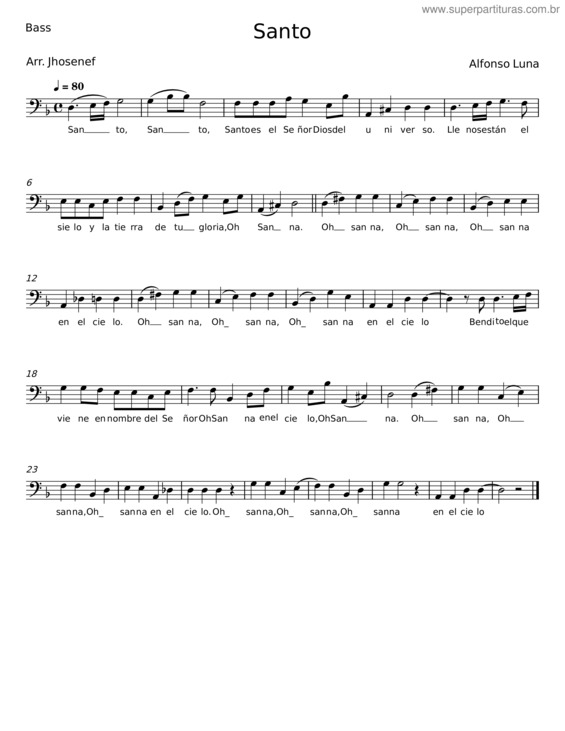 Partitura da música Santo – Alfonso Luna