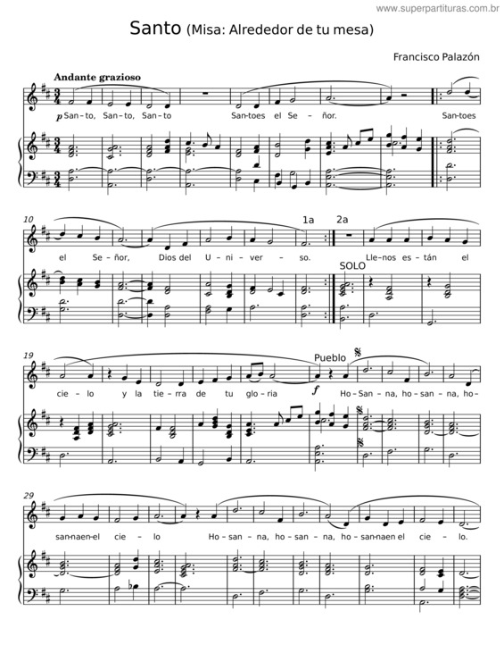 Partitura da música Santo – Francisco Palazón v.2