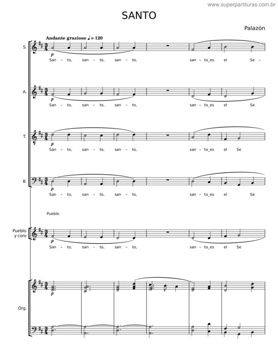 Partitura da música Santo – Francisco Palazón v.3