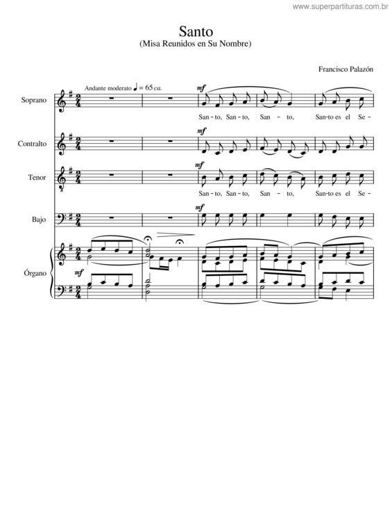 Partitura da música Santo – Francisco Palazón v.4