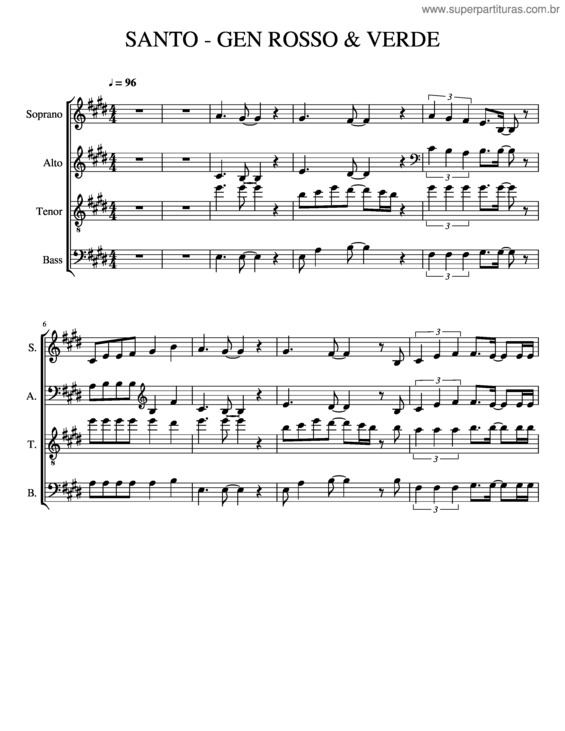 Partitura da música Santo – Gen Rosso & Verde – Coro