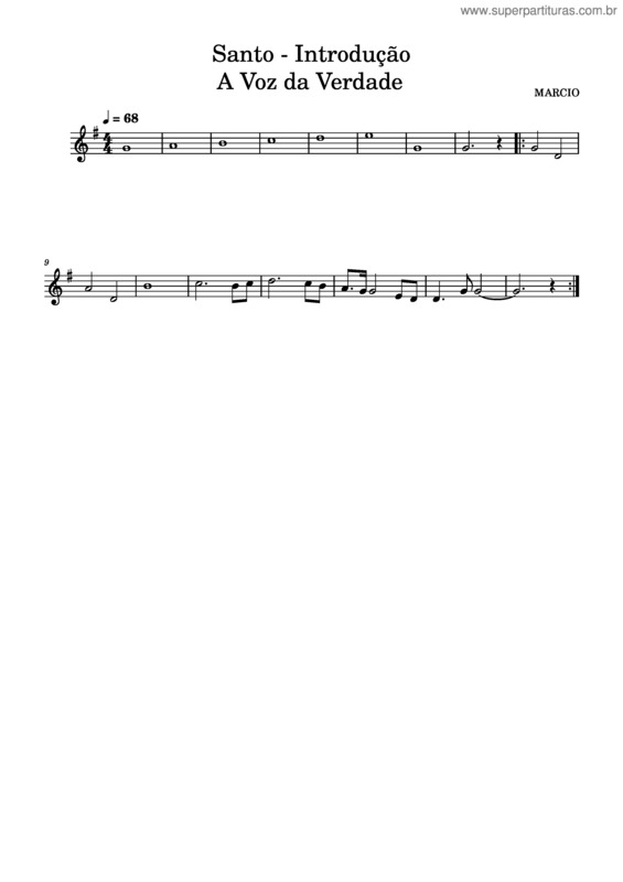 Partitura da música Santo – Introdução – Voz Da Verdade