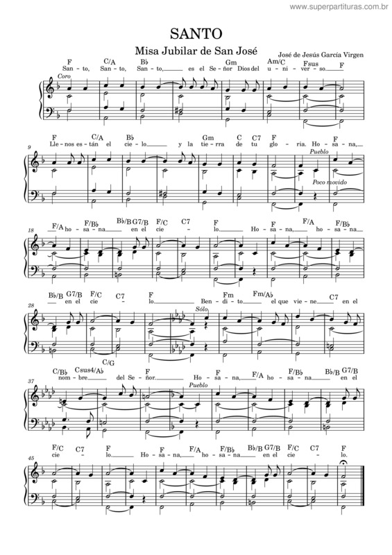 Partitura da música Santo – Jesús García Virgen – Misa Jubilar De San José