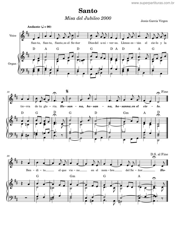 Partitura da música Santo – Jesús García Virgen – Misa Jubileo 2000