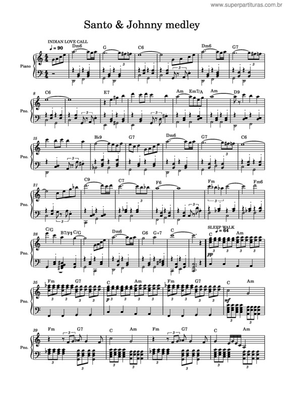 Partitura da música Santo & Johnny Medley