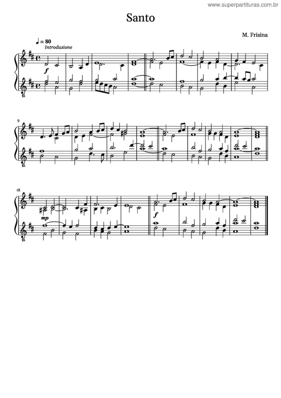 Partitura da música Santo – Marco Frisina – Arranged