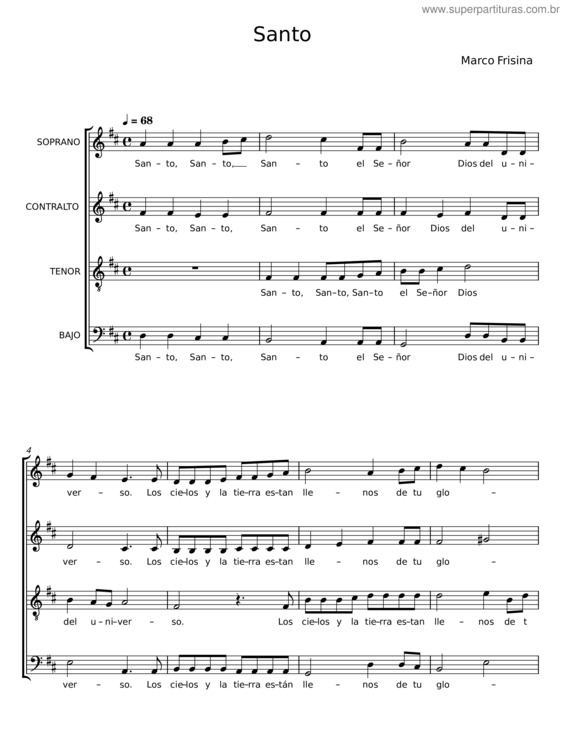 Partitura da música Santo – Marco Frisina v.11