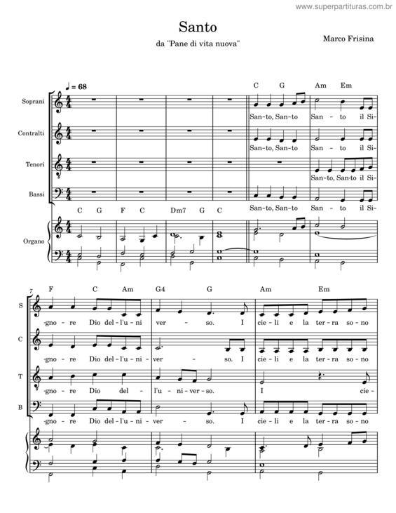 Partitura da música Santo – Marco Frisina v.14