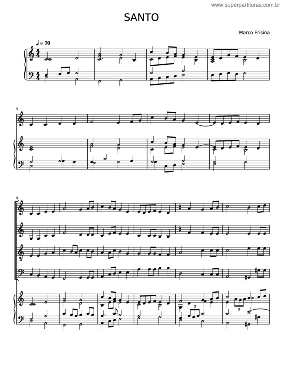 Partitura da música Santo – Marco Frisina v.3