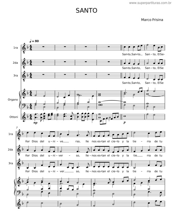 Partitura da música Santo – Marco Frisina v.4