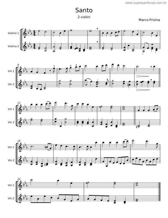 Partitura da música Santo – Marco Frisina v.6