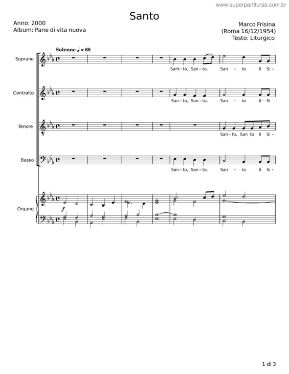 Partitura da música Santo – Marco Frisina v.7