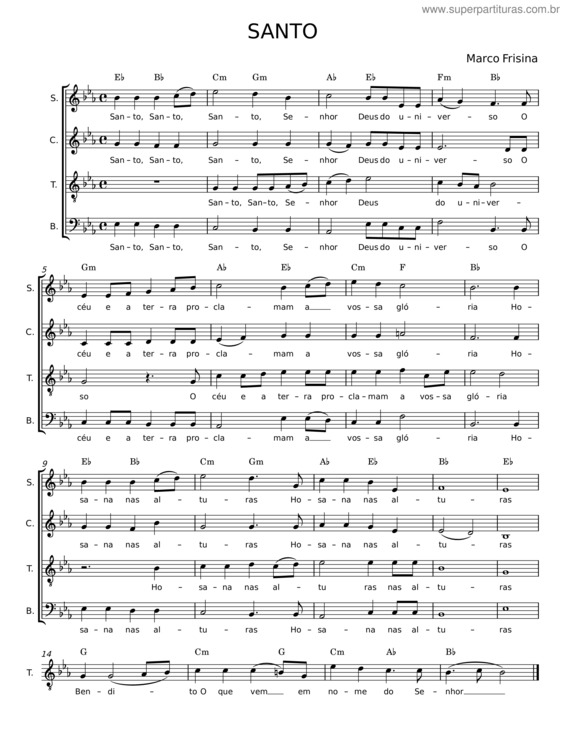 Partitura da música Santo – Marco Frisina v.9