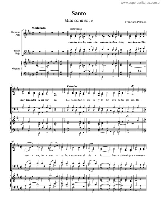 Partitura da música Santo – Misa Coral En D–