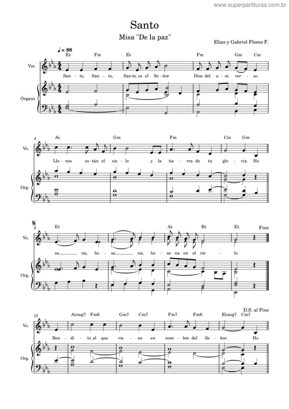 Partitura da música Santo – Misa De La Paz