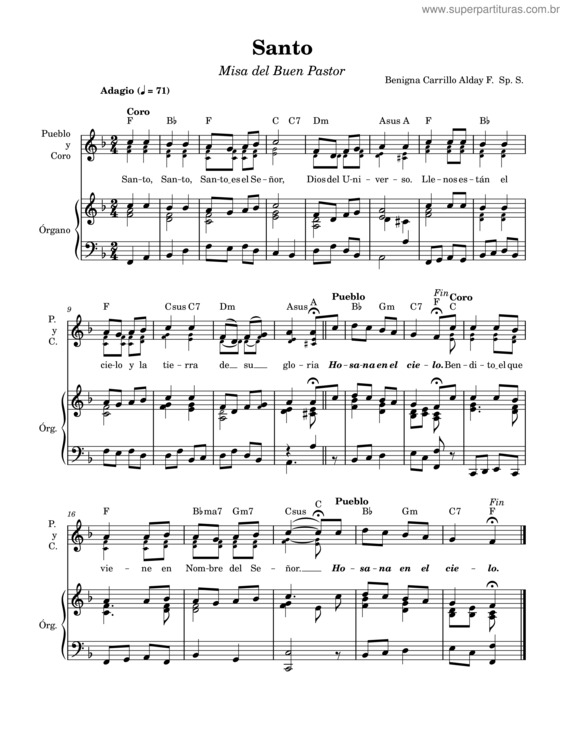 Partitura da música Santo – Misa Del Buen Pastor– v.2