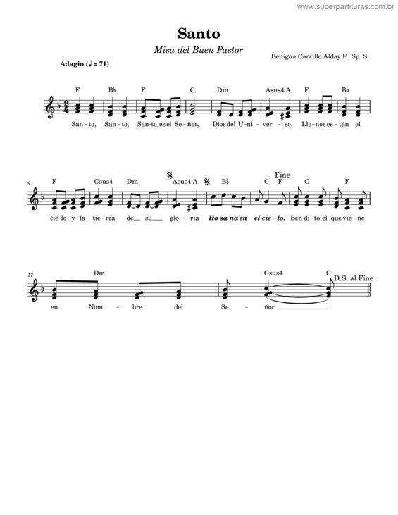 Partitura da música Santo – Misa Del Buen Pastor–