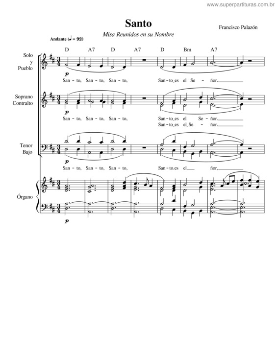 Partitura da música Santo – Misa Reunidos En Su Nombre