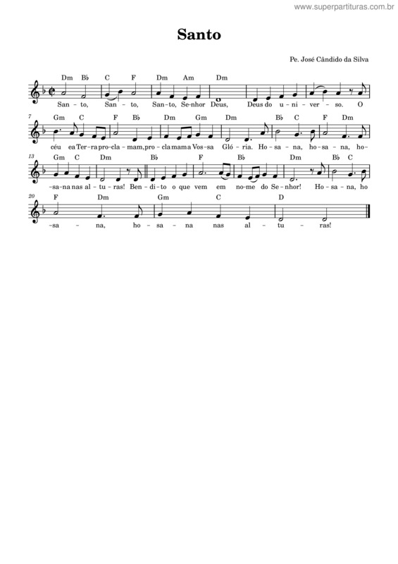 Partitura da música Santo – Pe. José Cândido Da Silva