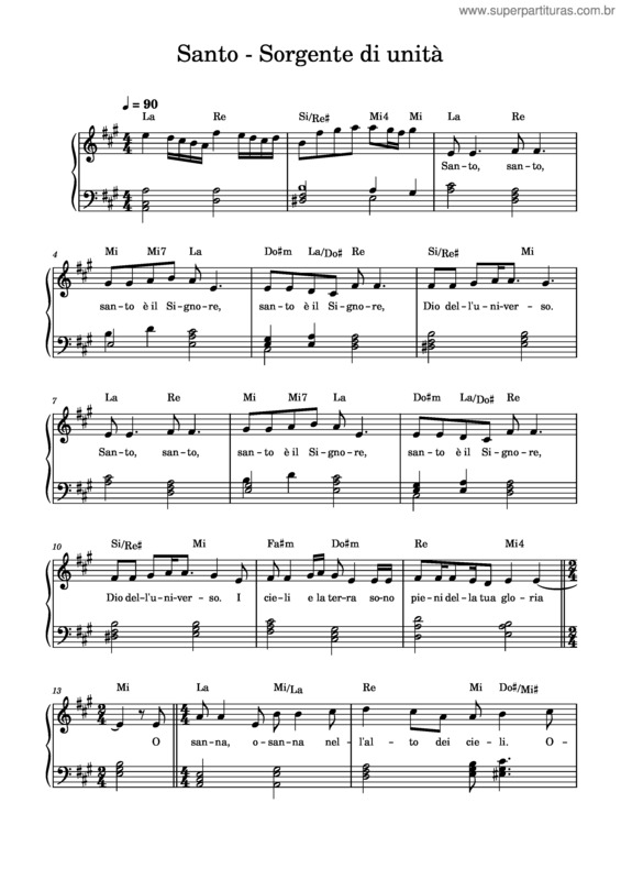 Partitura da música Santo – Sorgente Di Unità – Buttazzo